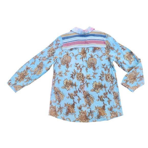 Soft Surroundings Womens Shirt sz PS Floral Embroidered Beaded Patchwork Summer - Picture 7 of 9